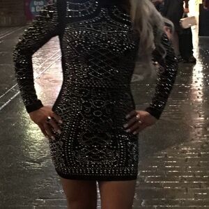 Elegant Black Beaded Dress